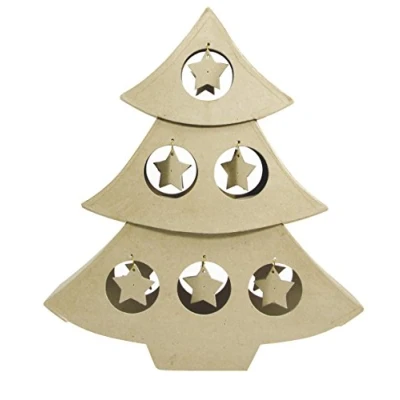 Image of Décopatch Ref NO016O Star Christmas Tree Papier Maché Object to Decorate 10 x 39 47cm with Papers &amp; PaperPatch Glue, Glitter, Paints