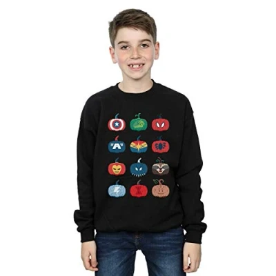 Image of Marvel Boys Avengers Pumpkin Icons Sweatshirt Black 3 4 Years