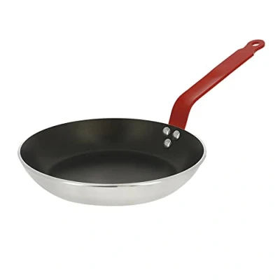 Image of De Buyer Choc Nonstick Fry Pan 12.5 Red Handle for Meat 5 Layer PTFE Coating Warp &amp; Scratch Resistant PFOA Free Made in France