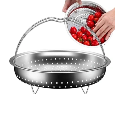 Image of Lambo Steamer Baskets for Cooking Stainless Steel Expandable Steam Basket with Handle,Cooking Utensils, Pot Accessories Steaming Food &amp; Vegetables