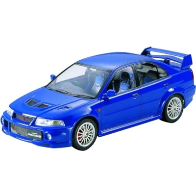 Image of TAMIYA TAM24213 Mitsubishi 300024213 Lancer Evolution VI Car Model Kit 1:24, Blue, Ohne Wunschkennzeichen