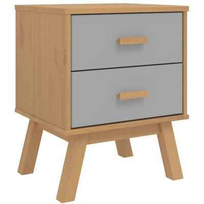 Image of vidaXL Bedside Cabinet OLDEN Grey and Brown Solid Wood Pine