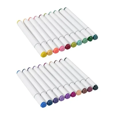 Image of Ideen mit Herz Duo Marker Sort 2 with Tips Twin Water Based Colouring Pens Felt Tip Fibre Airbrush Pen Pack of 20