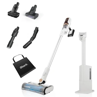 Image of Shark Clean &amp; Empty Cordless Vacuum Cleaner with Auto System, Lightweight Anti Hair Wrap Pet Crevice Tools, 40 Mins, Charging Dock, LED Headlights, White,Mohogany, BU3521UKTSB