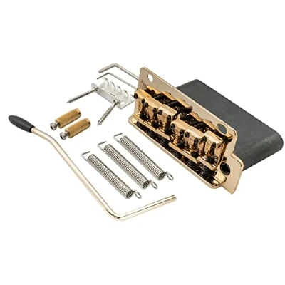 Image of Wilkinson WV2 SB 54mm Vintage Steel Saddles 2 Point Guitar Tremolo Bridge with Full Solid Block for Import Strat and Japan Guitar, Gold