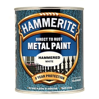 Image of New 2015 Hammerite Hammered Direct to Rust Metal Paint White 750Ml