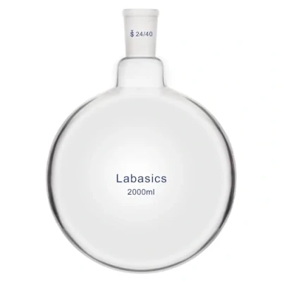 Image of Labasics Glass Round Bottom Flask, Borosilicate Heavy Wall Short Neck Flask RBF Single with 24/40 Standard Taper Outer Joint, 2000 ml