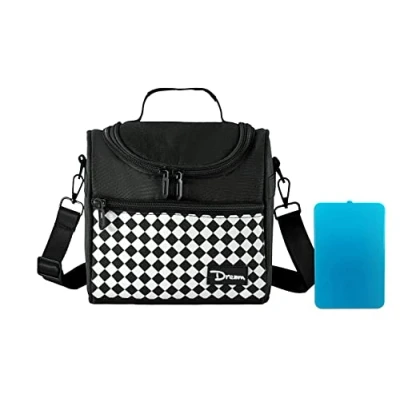 Image of DAROSS Lunch Bag，Small Bag，Insulated Bag，Thermal Cooler Bag，Lunch Bags for Women/Men/Kids，Lunch Cool Bag (Black/B)