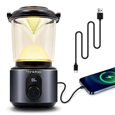 Image of Yonktoo Camping Lights,Rechargeable Tent Lamp Lasting for 350Hrs,Waterproof Lantern with LED Screen 5 Light Modes Fishing, Hiking, Power Cuts
