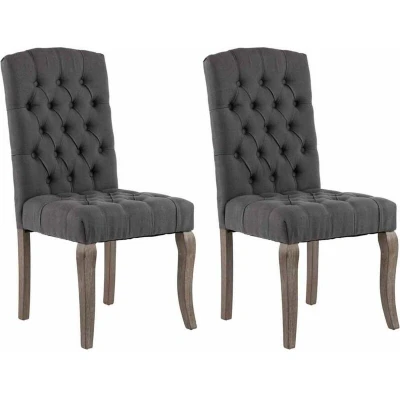 Image of vidaXL Dining Chairs 2 pcs Grey Linen Look Fabric