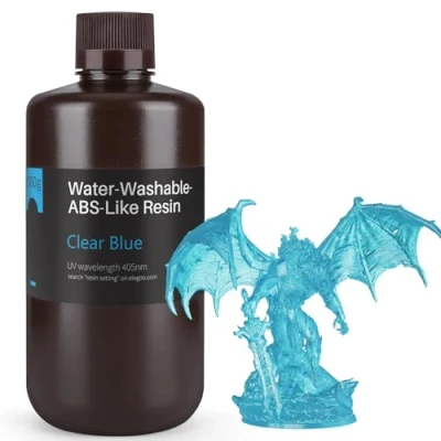 Image of ELEGOO Water Washable ABS Like Resin 1KG, Rapid 3D Printer 405nm LCD UV Curing Standard Photopolymer for Printing Clear Blue 1kg