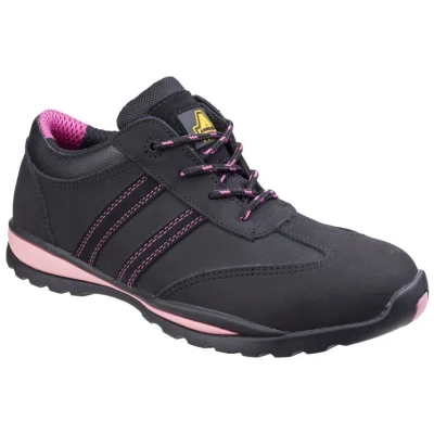 Image of Amblers Womens FS47 Heat Resistant Lace Up Safety Trainer Black Leather Size UK 3