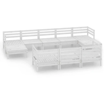 Image of vidaXL 10 Piece Garden Lounge Set White Solid Wood Pine