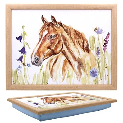 Image of Tamersgifts Cushioned Laptrays Lap Tray TV Dinner Bean Bag Padded Cushion Gift (HORSE LAPTRAY)