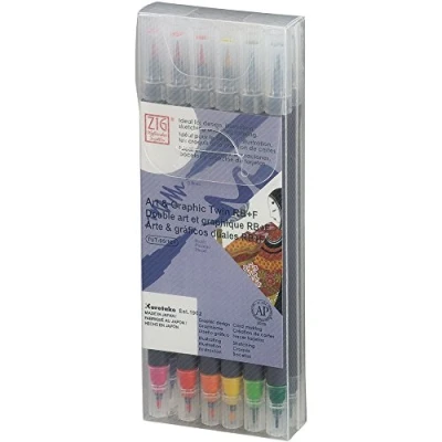 Image of Kuretake Zig TUT9512VBA Art &amp; Graphic Twin Basic Marker Set 0.8mm, of 12, Fine Tip