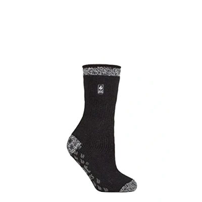 Image of Women&#039;s 1 Pair SOCKSHOP Heat Holders 2.3 TOG Plain and Patterned Slipper Socks Florence Black 4 8 Ladies