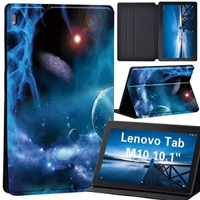 Image of Case for Lenovo Tab M10 TB X605F/ X605L/ X505F/ X505L Leather Tri Fold Stand Cover 10.1 Inch Tablet (blue universal space)