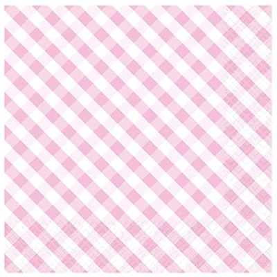 Image of Amscan 9916379 Marshmall Gingham Lunch Napkin 20 Pack
