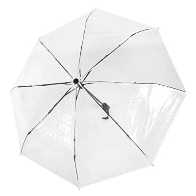 Image of Raguso Portable Lightweight Fashionable Transparent Automatic Open Close Three Folds Folding Rain Travel Umbrella Outdoor WhiteDaily necessities