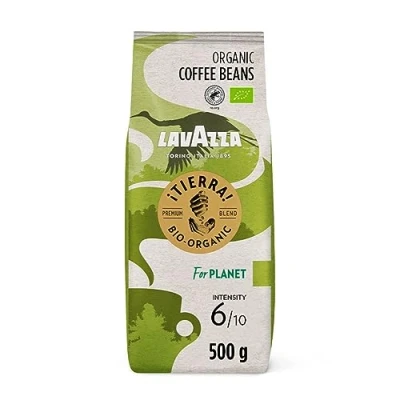 Image of Lavazza, Tierra for Planet, Coffee Beans, Ideal Espresso Machines, with Fruity and Flowery Aromatic Notes, Mild Taste, 100% Organic Arabica, Intensity 6/10, Light Roast, Pack of 500g