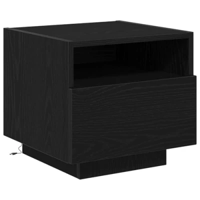 Image of vidaXL bedside cabinet black mdf rectangular nightstand storage drawer &amp; floating shelf modern stylish night table for bedroom