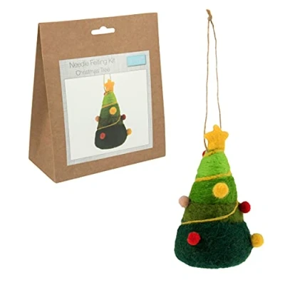 Image of Trimits Christmas Needle Felting Craft Kit, Tree,7 x 11cm (2.7 4.3in)