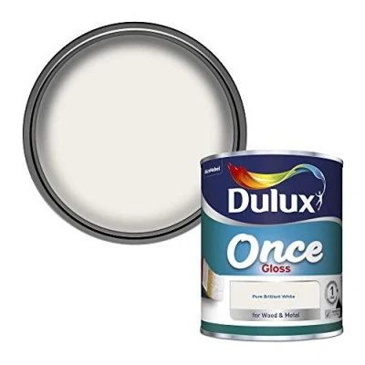 Image of Dulux Once Gloss Paint For Wood And Metal Pure Brilliant White 750 ml