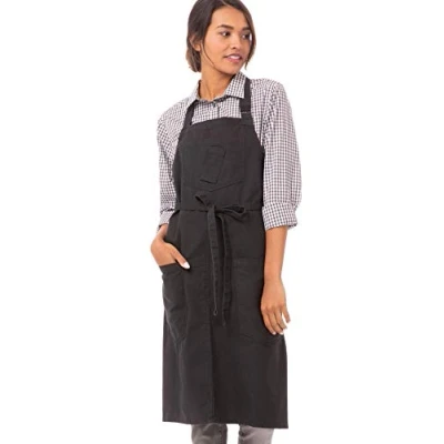 Image of Chef Works ABKV053 SGY 0 Rockford Canvas Bib Apron, Steel, Grey