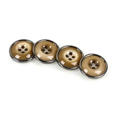 Image of Silver Edge Round Resin Buttons Suit Coat Fasteners for Sewing Craft 30mm
