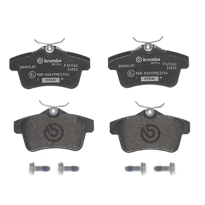 Image of 1612845780 brake pad set BREMBO P 61 114X excl. wear warning contact with caliper screws, anti squeak plate without accessories