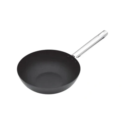Image of MasterClass Professional Non Stick Carbon Steel Induction Safe Wok, 24 cm (9.5&quot;)