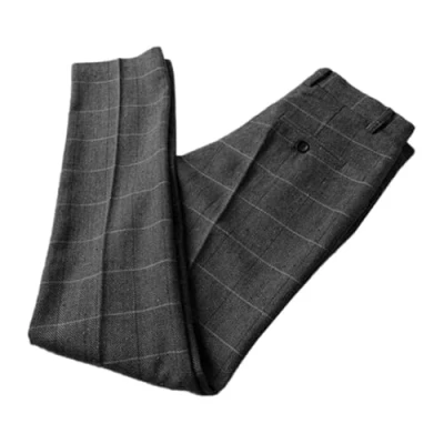 Image of Solovedress Men&#039;s Dress Pants Tweed Plaid Classic Fit Stylish Suit Wool Casual Business Trousers (Black,34W34L)