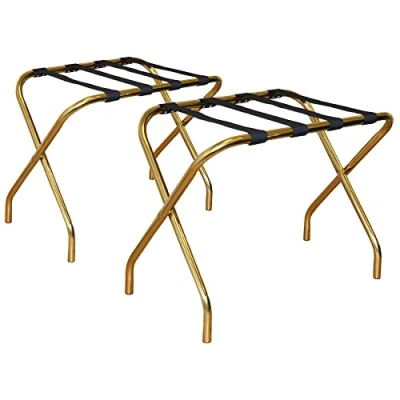 Image of Harbour Housewares Folding Metal Luggage Racks Gold Pack of 2