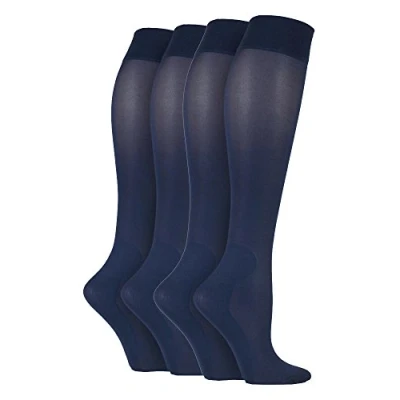 Image of IOMI 4 Pair Multipack Graduated Compression Socks 40 Denier Energising Knee High Flight (4 7, Navy)