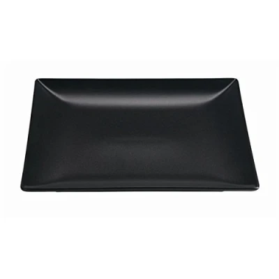 Image of Genware NEV B2978 Luna Square Coupe Plate, Stoneware, 21 cm, Black (Pack of 6)