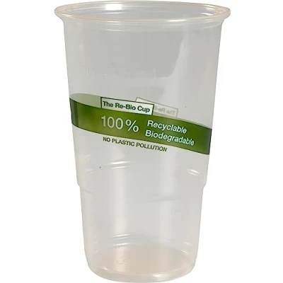 Image of ABENA Gastro Line Re Bio Drinking Cup, 100% Biodegradable In Just One Year Outdoors, Disposable Plastic Cups That Are Better For The Environment Than Alternatives Clear PP, 38cl (50 PK)