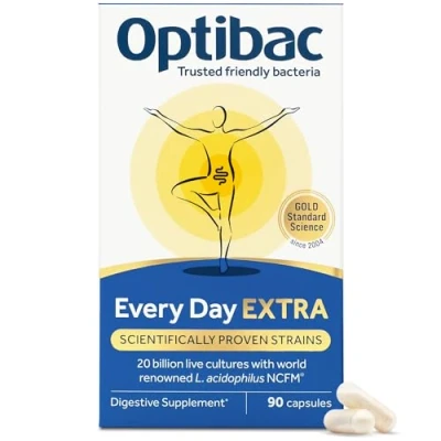Image of Optibac Probiotics Every Day Extra High Strength Vegan Digestive Probiotic Supplement with 20 Billion Bacterial Cultures 90 Capsules