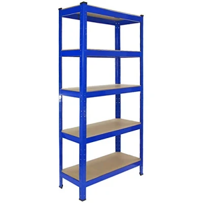 Image of 75cm Wide Racking Garage Storage Shelving Heavy Duty 5 Tier Shelf Unit x 30cm 150cm Blue/Black (1, Blue)