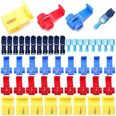 Image of YIXISI 70 PCS Scotch Lock Quick Splice Electrical Wire Connectors, T Tap Branch Insulated Self Stripping Crimp Spade Connector Set (Red, Blue, Yellow, Dark Blue)