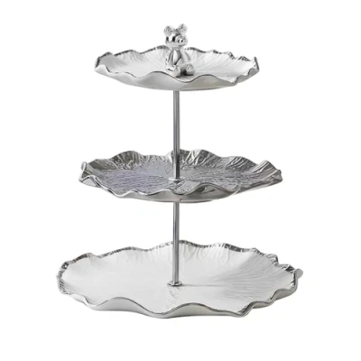 Image of MEETOZ 3 Tier Dessert Cake Stand, Afternoon Tea Porcelain Tower, Sandwich Tiered Plate Party Tray