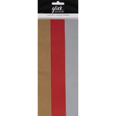 Image of Glick Tissue Paper Pack, Gold Red Silver Paper, Multi Coloured Pack for All of Life&#039;s Celebrations