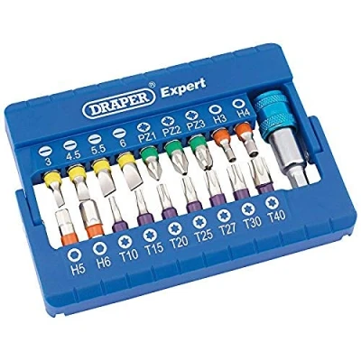 Image of Draper Coloured Screwdriver Bit Set (19 Piece)