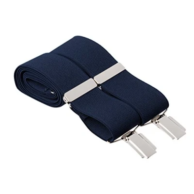 Image of Quality Mens Navy Blue Trouser Braces Suspenders Plain 35mm Wide Adjustable Strong Silver Clips Extra Long Size XL XXL 2XL Available Trousers for Men Womens (XL 48 Inches Long, Blue)