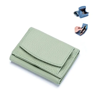 Image of Handmade Rfid Soft Leather Purse Women&#039;s Foldable Short Wallet, Minimalist Small Trifold Lady Pocket Coin Purse, Multi Card Holders Wallet (6)