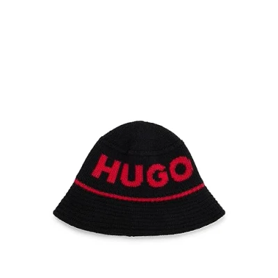 Image of Hugo Mens Accessories Xuss Bucket Hat in Black Wool (archived) One Size
