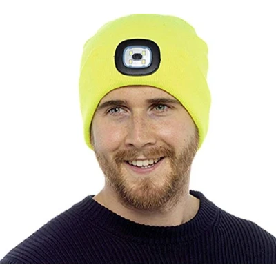 Image of Storm Ridge Mens LED Light Winter Beanie Hat Yellow