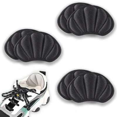 Image of zoerbufan 3 Pairs Heel Cushion Inserts, Sport Shoes Self Adhesive Anti Slip for Too Big, Foot Cushions Pads Shoe Inserts Women and Men, （Black