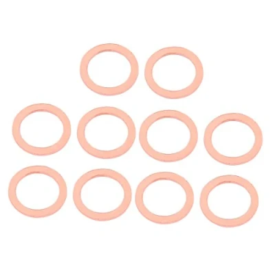 Image of sourcingmap 10pcs 10mm x 14mm 1mm Flat Ring Copper Crush Washer Sealing Gasket Fastener