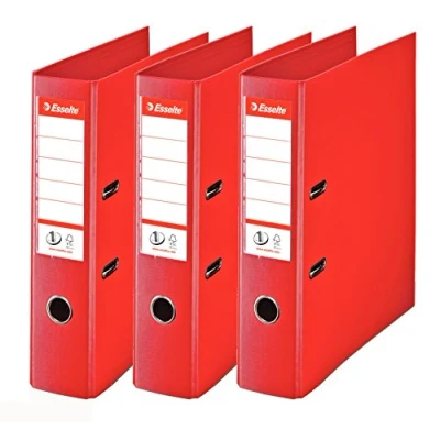 Image of Esselte N1 Set of 3 Power Lever Arch Files Back 75 mm red