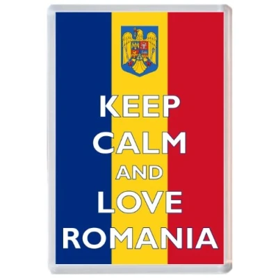 Image of Keep Calm and Love Romania 96 x 67mm Jumbo Fridge Magnet